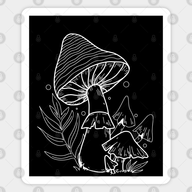 Line Art Design Mushroom Magnet by Promen Shirts